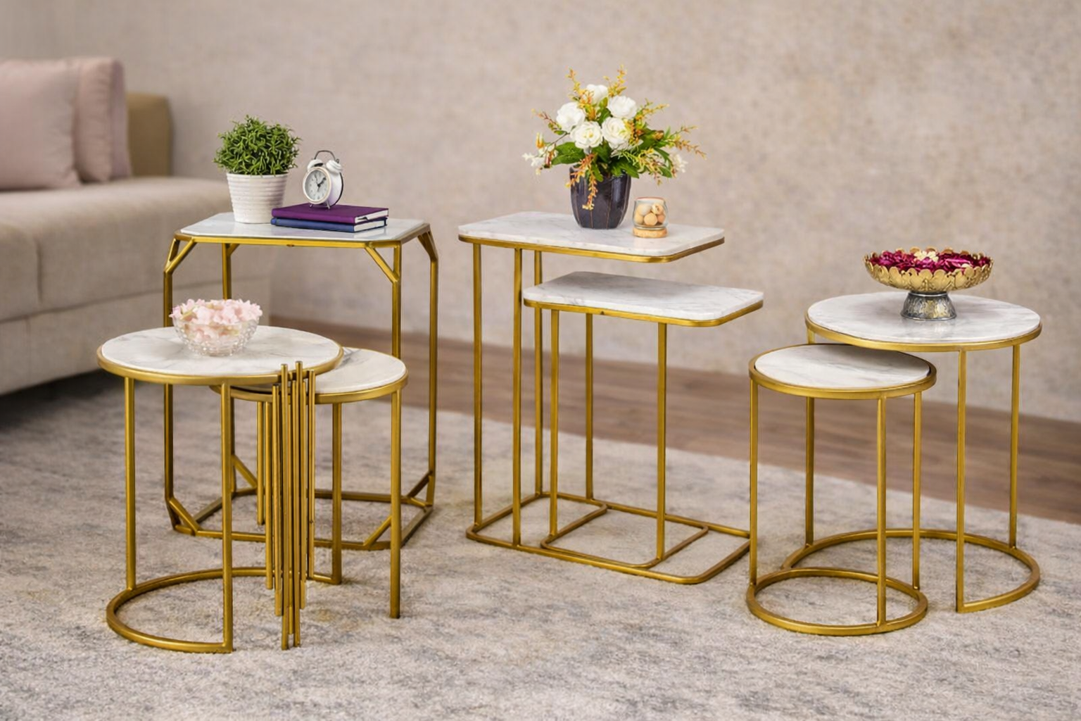 Metal table decor items
